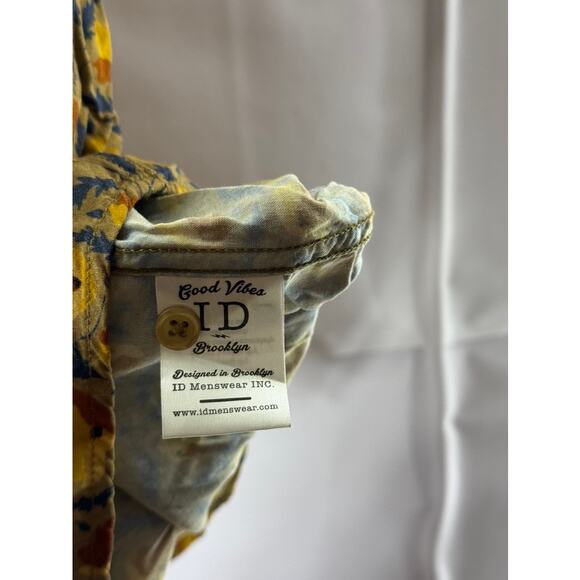 ID MENSWEAR Men's Yellow Printed Good Vibes Button-Up Short Sleeve Shirt SZ M - Picture 7 of 8